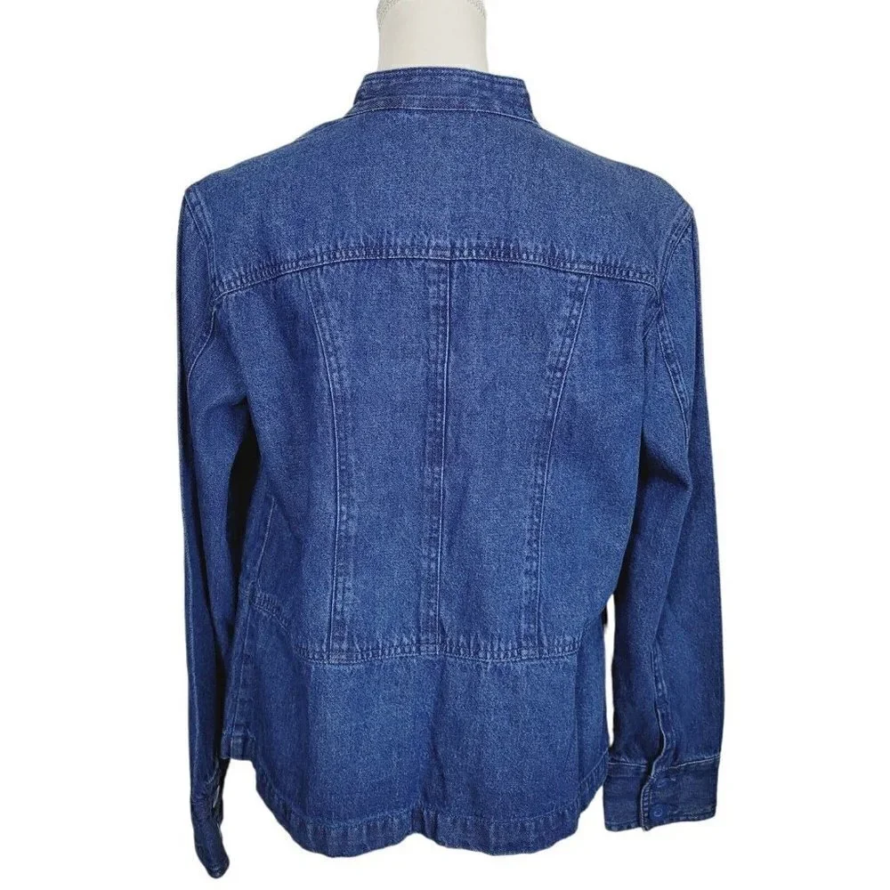 ALC Sz Large Denim Jean Jacket Blue Medium Wash Women's Casual Wear Fall Winter